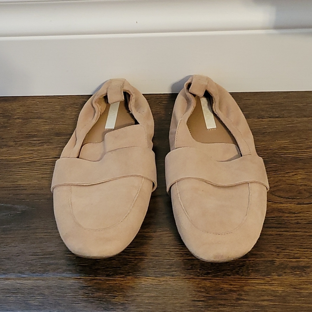 Nude suede flats